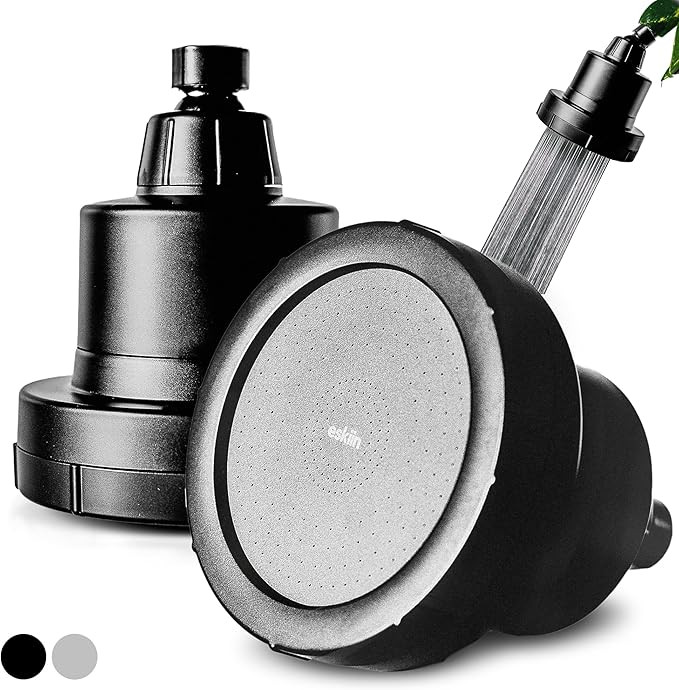 Filtered Shower Head - Best Shower Head With Filters For Healthy Hair & Skin - High Pressure Water Softener For Hard Water - Reduce Dandruff, Protect Colored Hair, And Soothe Dry Skin (Black)